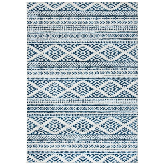 SAFAVIEH Tulum Lakisha Distressed Southwestern Area Rug, 4' x 6', Ivory/Navy