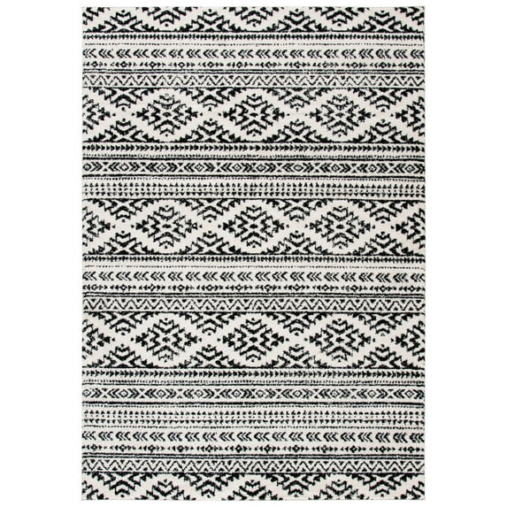 SAFAVIEH Tulum Lakisha Distressed Southwestern Area Rug, 5'3" x 7'6", Ivory/Black
