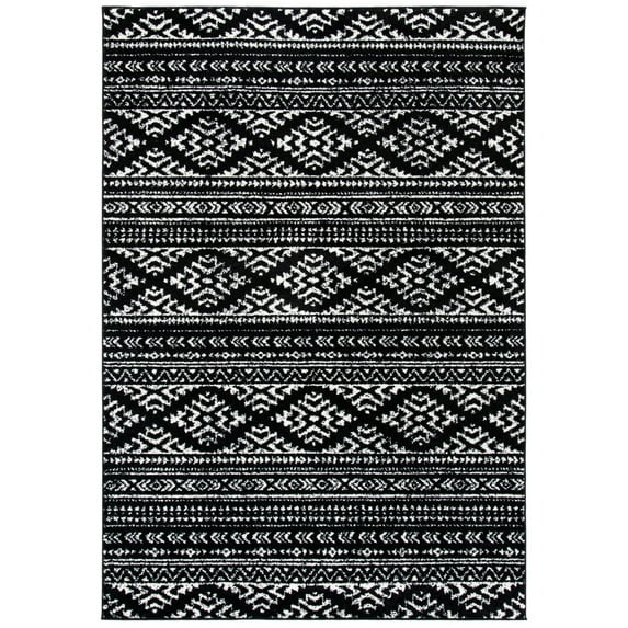 SAFAVIEH Tulum Lakisha Distressed Southwestern Area Rug, 6' x 9', Black/Ivory