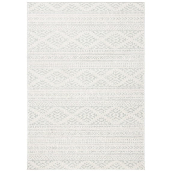 SAFAVIEH Tulum Lakisha Distressed Southwestern Area Rug, 6' x 9', Ivory/Light Grey
