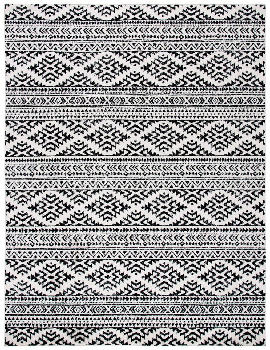 SAFAVIEH Tulum Lakisha Distressed Southwestern Area Rug, 8' x 10', Ivory/Black
