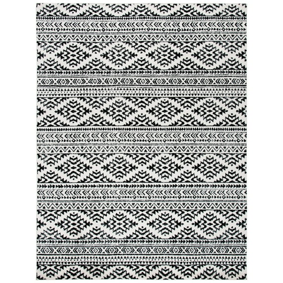 SAFAVIEH Tulum Lakisha Distressed Southwestern Area Rug, 8' x 10', Ivory/Black
