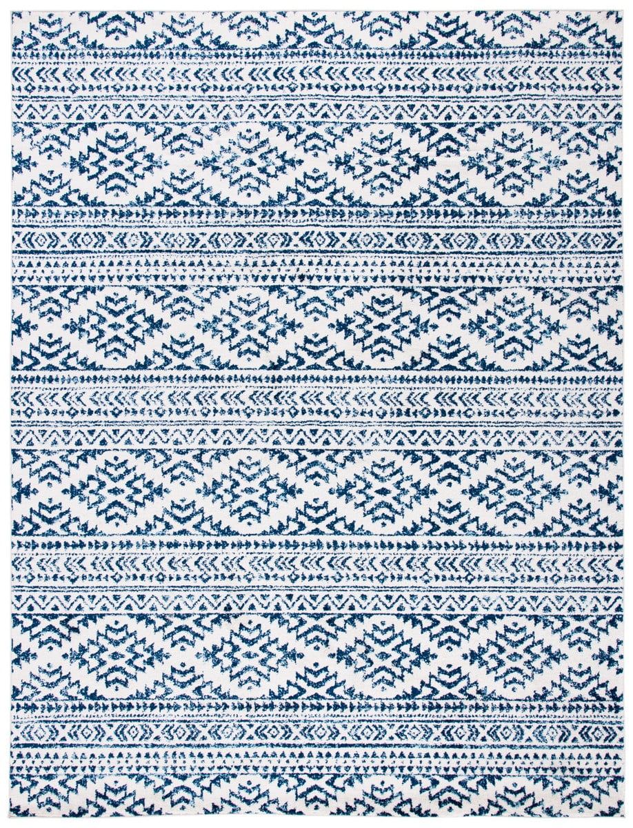 SAFAVIEH Tulum Lakisha Distressed Southwestern Area Rug, 8' x 10', Ivory/Navy