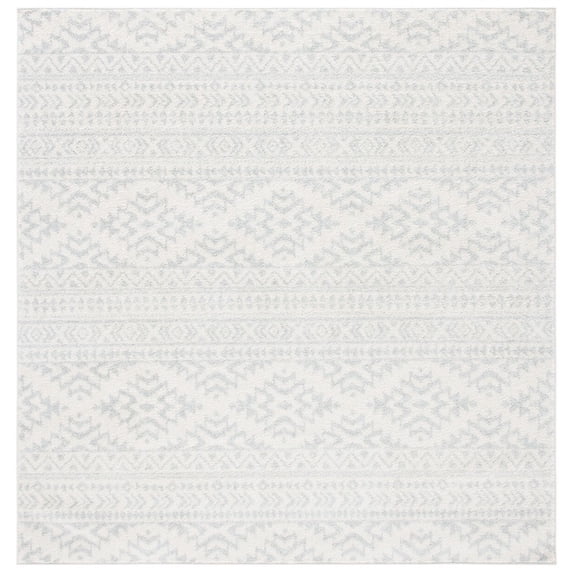 SAFAVIEH Tulum Lakisha Distressed Southwestern Area Rug, 8' x 8' Square, Ivory/Light Grey