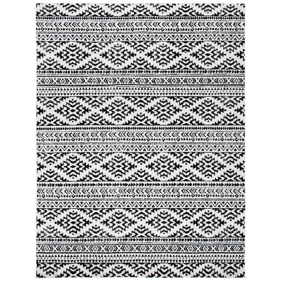 SAFAVIEH Tulum Lakisha Distressed Southwestern Area Rug, 9' x 12', Ivory/Black