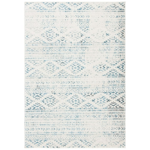 SAFAVIEH Tulum Lakisha Distressed Southwestern Area Rug, 9' x 12', Ivory/Turquoise