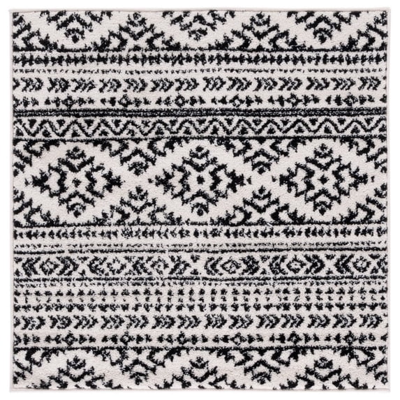 SAFAVIEH Tulum Lakisha Distressed Southwestern Area Rug, 9' x 9' Square, Ivory/Black