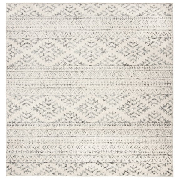 SAFAVIEH Tulum Lakisha Distressed Southwestern Area Rug, 9' x 9' Square, Ivory/Grey