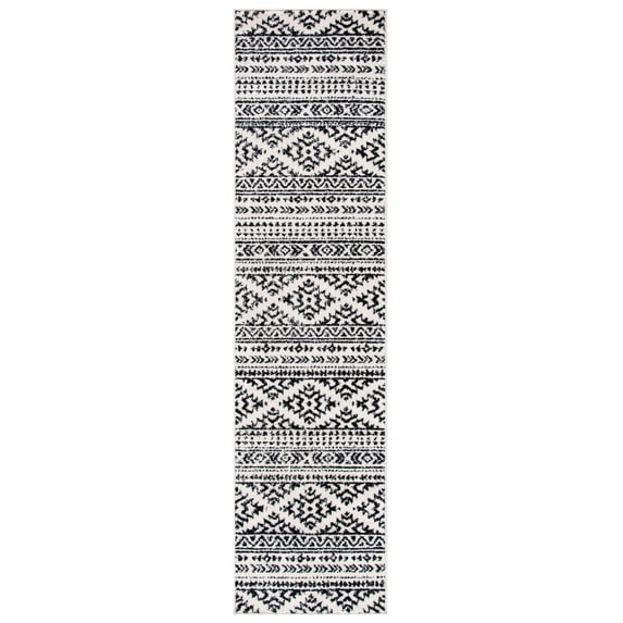 SAFAVIEH Tulum Lakisha Distressed Southwestern Runner, 2' x 13', Ivory/Black