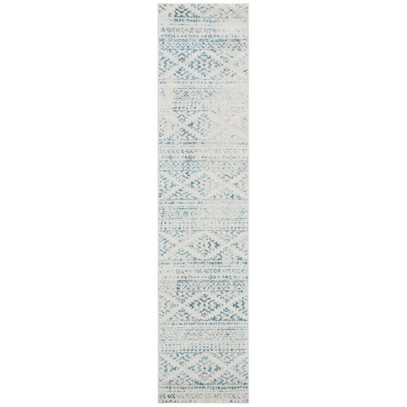 SAFAVIEH Tulum Lakisha Distressed Southwestern Runner, 2' x 13', Ivory/Turquoise