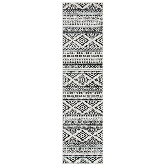 SAFAVIEH Tulum Lakisha Distressed Southwestern Runner, 2' x 15', Ivory/Black