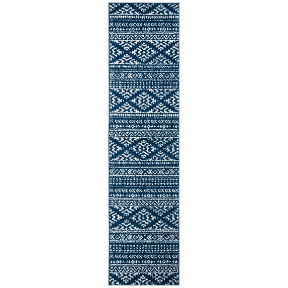 SAFAVIEH Tulum Lakisha Distressed Southwestern Runner, 2' x 19', Navy/Ivory