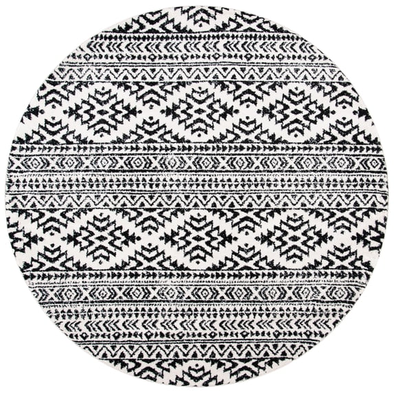 SAFAVIEH Tulum Lakisha Oriental Area Rug, Ivory/Black, 12' x 12' Round