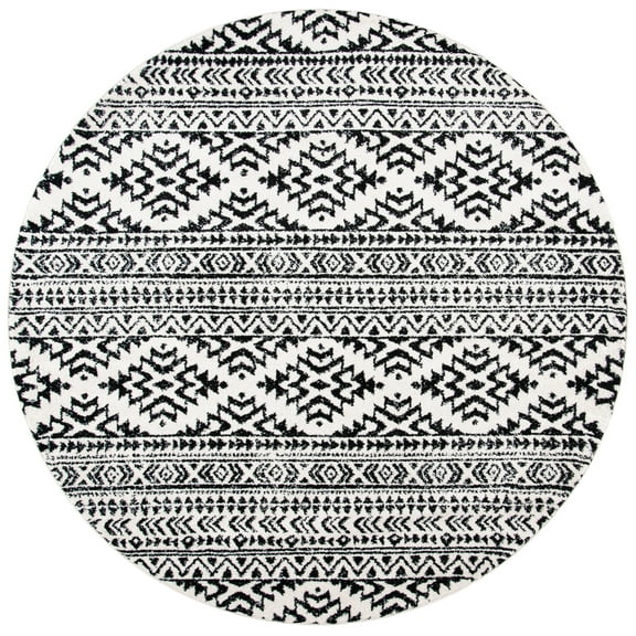 SAFAVIEH Tulum Lakisha Oriental Area Rug, Ivory/Black, 4' x 4' Round