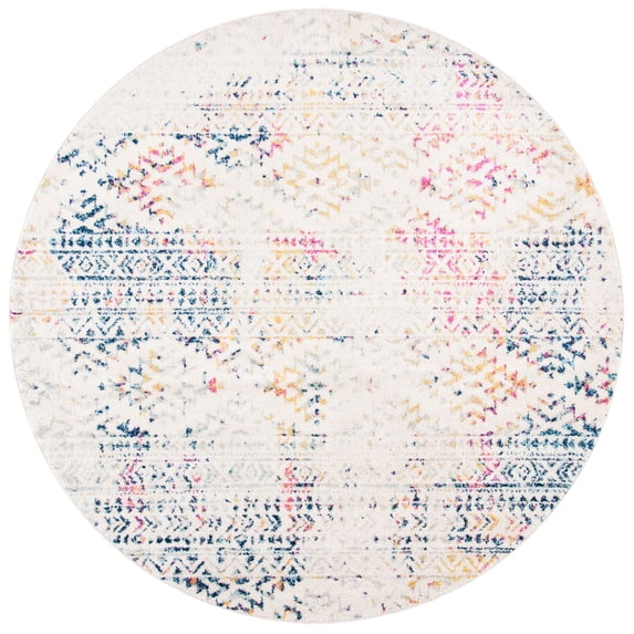 SAFAVIEH Tulum Lakisha Oriental Area Rug, Ivory/Blue, 11' x 11' Round