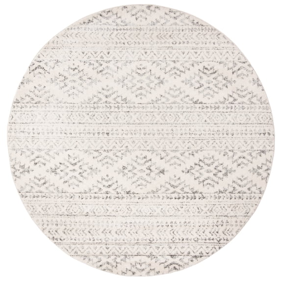 SAFAVIEH Tulum Lakisha Oriental Area Rug, Ivory/Grey, 5' x 5' Round