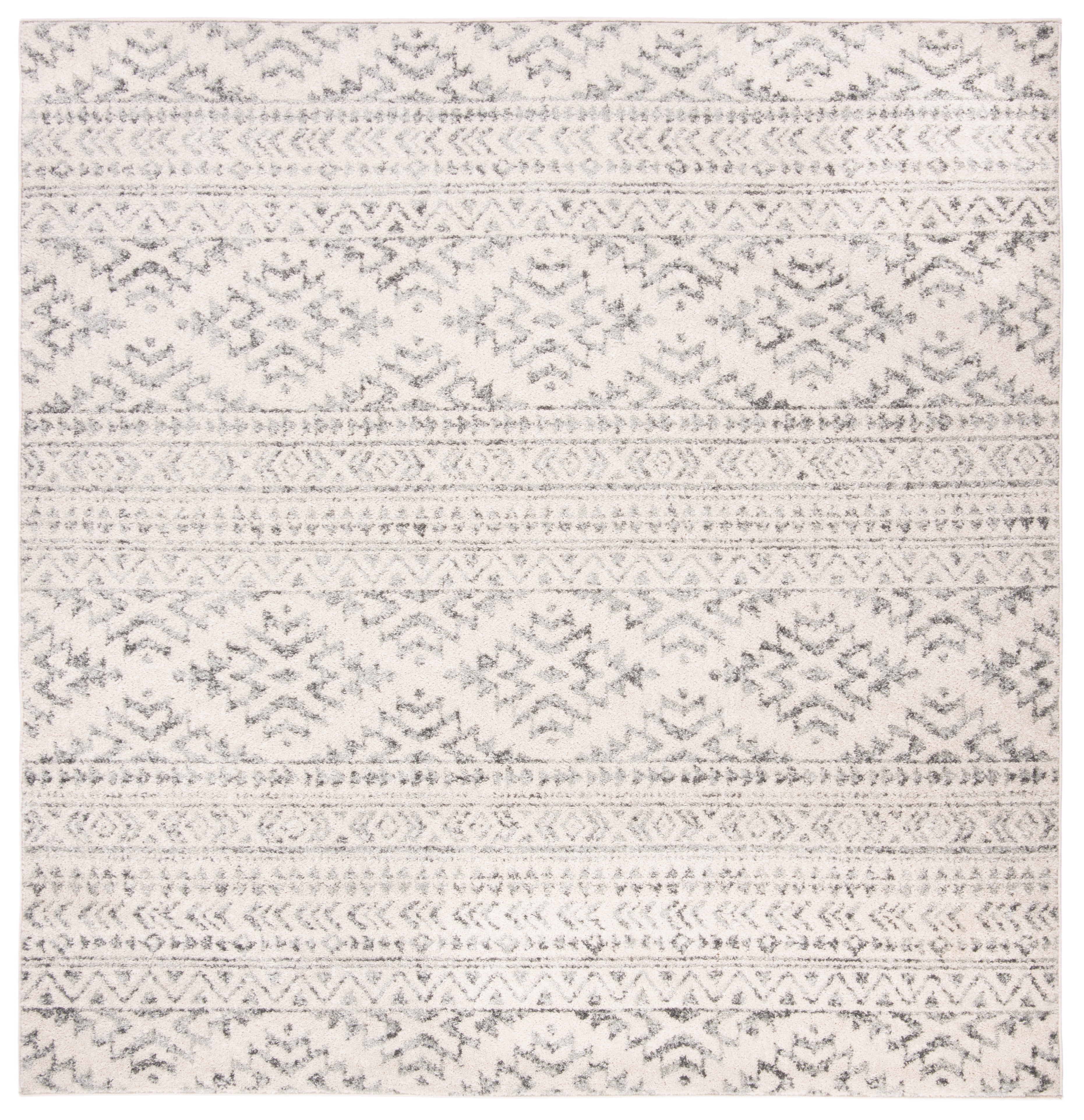 Modern Geometric Square 5' Gray Synthetic Area Rug