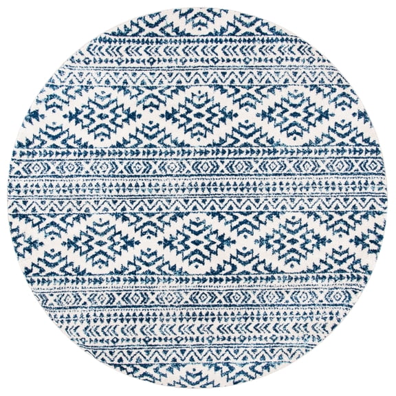 SAFAVIEH Tulum Lakisha Oriental Area Rug, Ivory/Navy, 10' x 10' Round