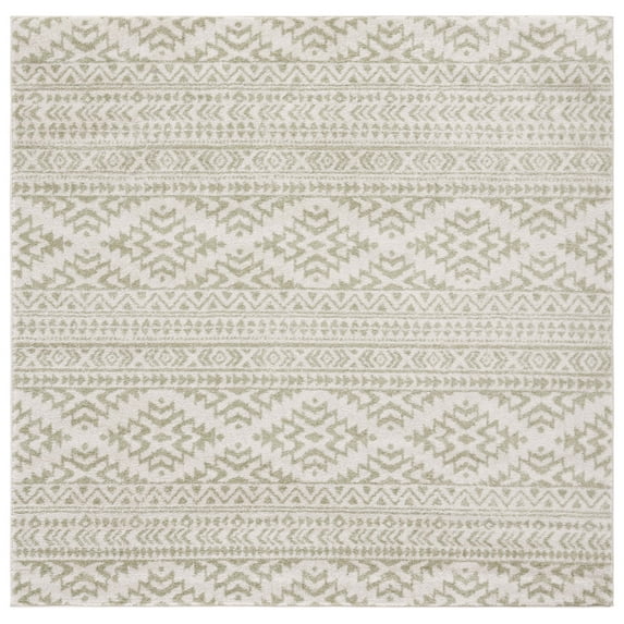 SAFAVIEH Tulum Lakisha Oriental Area Rug, Ivory/Sage, 6'7" x 6'7" Square