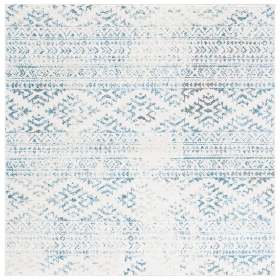 SAFAVIEH Tulum Lakisha Oriental Area Rug, Ivory/Turquoise, 12' x 12' Square