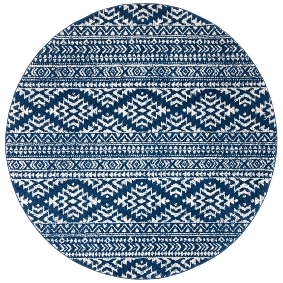 SAFAVIEH Tulum Lakisha Oriental Area Rug, Navy/Ivory, 5' x 5' Round