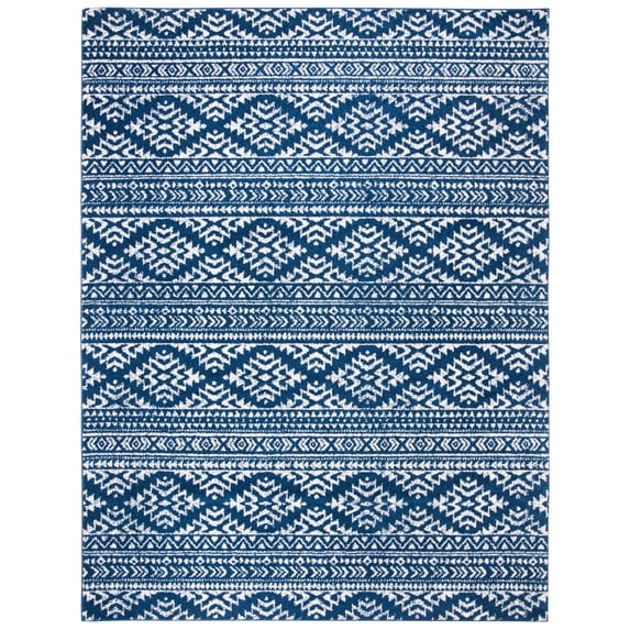 SAFAVIEH Tulum Lakisha Oriental Area Rug, Navy/Ivory, 9' x 12'
