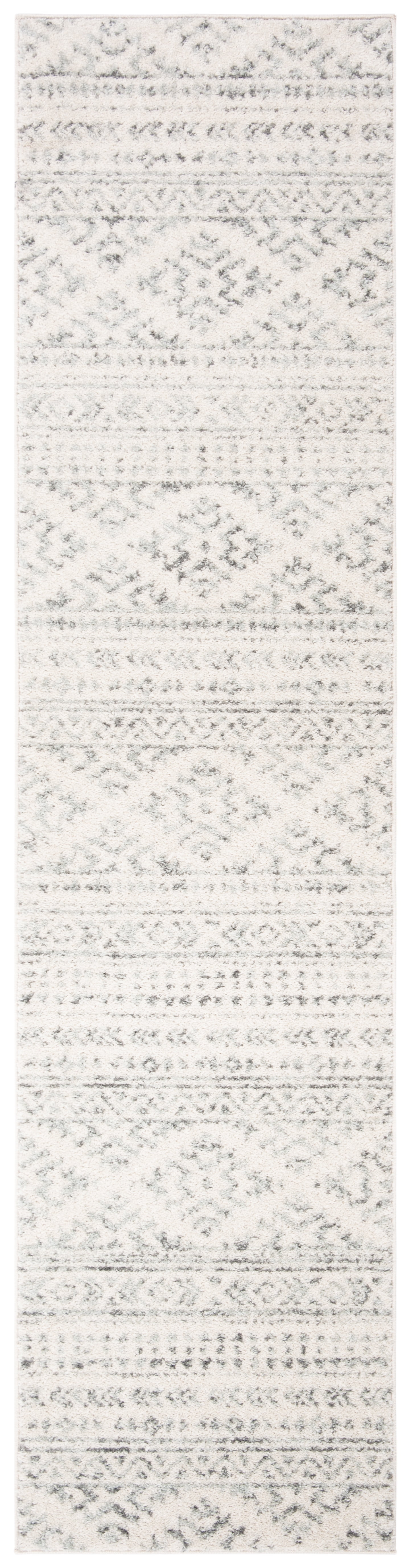 Ivory and Grey Reversible Synthetic Runner Rug, 2' x 5'
