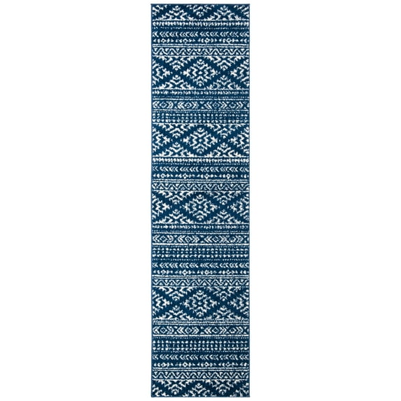 SAFAVIEH Tulum Lakisha Oriental Runner Rug, Navy/Ivory, 2' x 8'