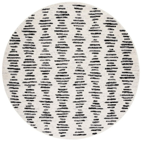 SAFAVIEH Tulum Lancaster Geometric Area Rug, 5' x 5' Round, Ivory/Black