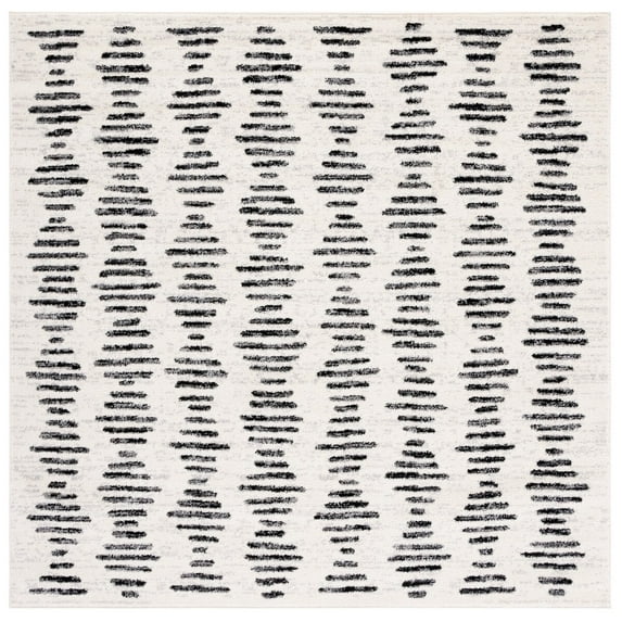 SAFAVIEH Tulum Lancaster Geometric Area Rug, 5' x 5' Square, Ivory/Black