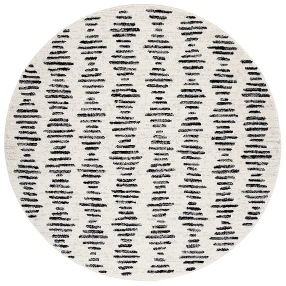 SAFAVIEH Tulum Lancaster Geometric Striped Area Rug, Ivory/Black, 10' x 10' Round