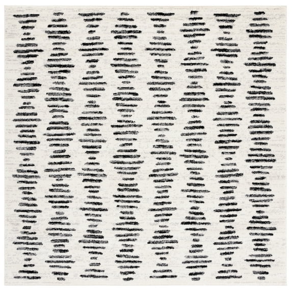 SAFAVIEH Tulum Lancaster Geometric Striped Area Rug, Ivory/Black, 8' x 8' Square