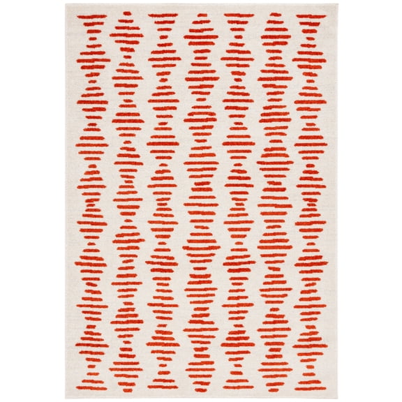 SAFAVIEH Tulum Lancaster Geometric Striped Area Rug, Ivory/Rust, 9' x 12'