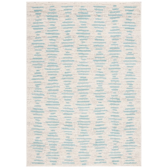 SAFAVIEH Tulum Lancaster Geometric Striped Area Rug, Ivory/Turquoise, 8' x 10'