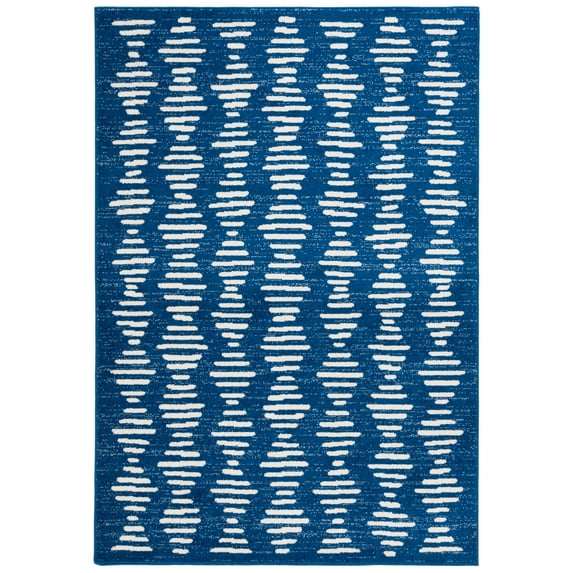 SAFAVIEH Tulum Lancaster Geometric Striped Area Rug, Navy/Ivory, 5'5" x 7'7"