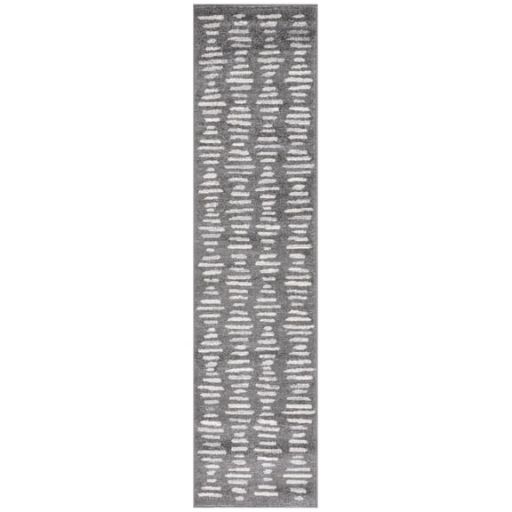 SAFAVIEH Tulum Lancaster Geometric Striped Runner Rug, Dark Gray/Ivory, 2' x 8'