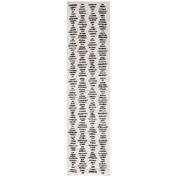 SAFAVIEH Tulum Lancaster Geometric Striped Runner Rug, Ivory/Black, 2' x 13'