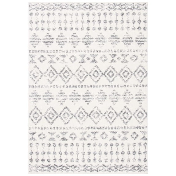 SAFAVIEH Tulum Leanna Distressed Geometric Area Rug, 6'7" x 8'7", Ivory/Grey