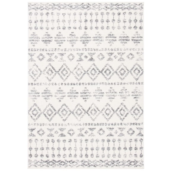 SAFAVIEH Tulum Leanna Distressed Geometric Area Rug, 6'7" x 8'7", Ivory/Grey