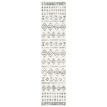 SAFAVIEH Tulum Leanna Distressed Geometric Runner, 2'2" x 9', Ivory/Grey