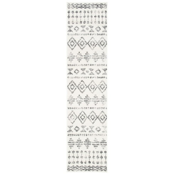SAFAVIEH Tulum Leanna Distressed Geometric Runner, 2'2" x 9', Ivory/Grey