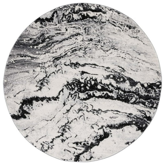 SAFAVIEH Tulum Liz Abstract Area Rug, 6'7" x 6'7" Round, Ivory/Black