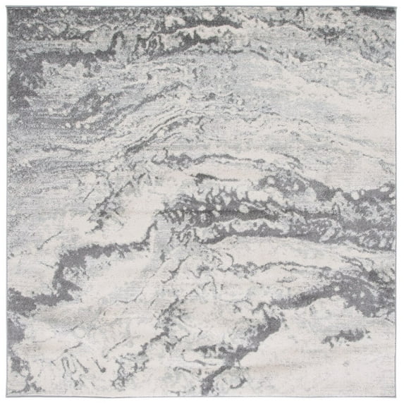 SAFAVIEH Tulum Liz Abstract Area Rug, 6'7" x 6'7" Square, Ivory/Grey