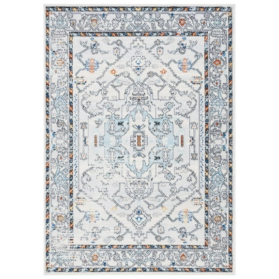 SAFAVIEH Tulum Mattie Oriental Area Rug, Ivory Grey/Blue Rust, 8' x 10'