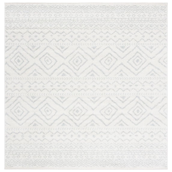 SAFAVIEH Tulum Merletta Moroccan Geometric Area Rug, 11' x 11' Square, Ivory/Light Grey