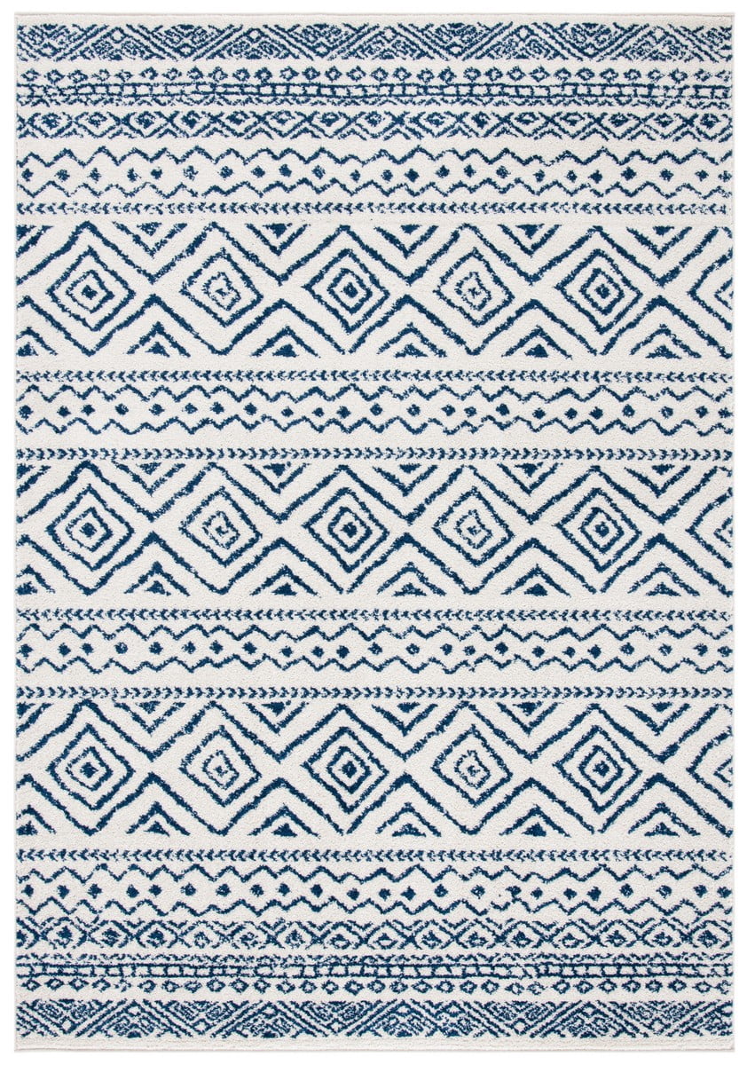 SAFAVIEH Tulum Merletta Moroccan Geometric Area Rug, 12' x 15', Ivory/Navy