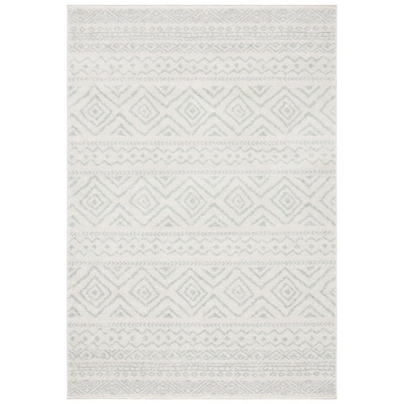 SAFAVIEH Tulum Merletta Moroccan Geometric Area Rug, 12' x 18', Ivory/Light Grey