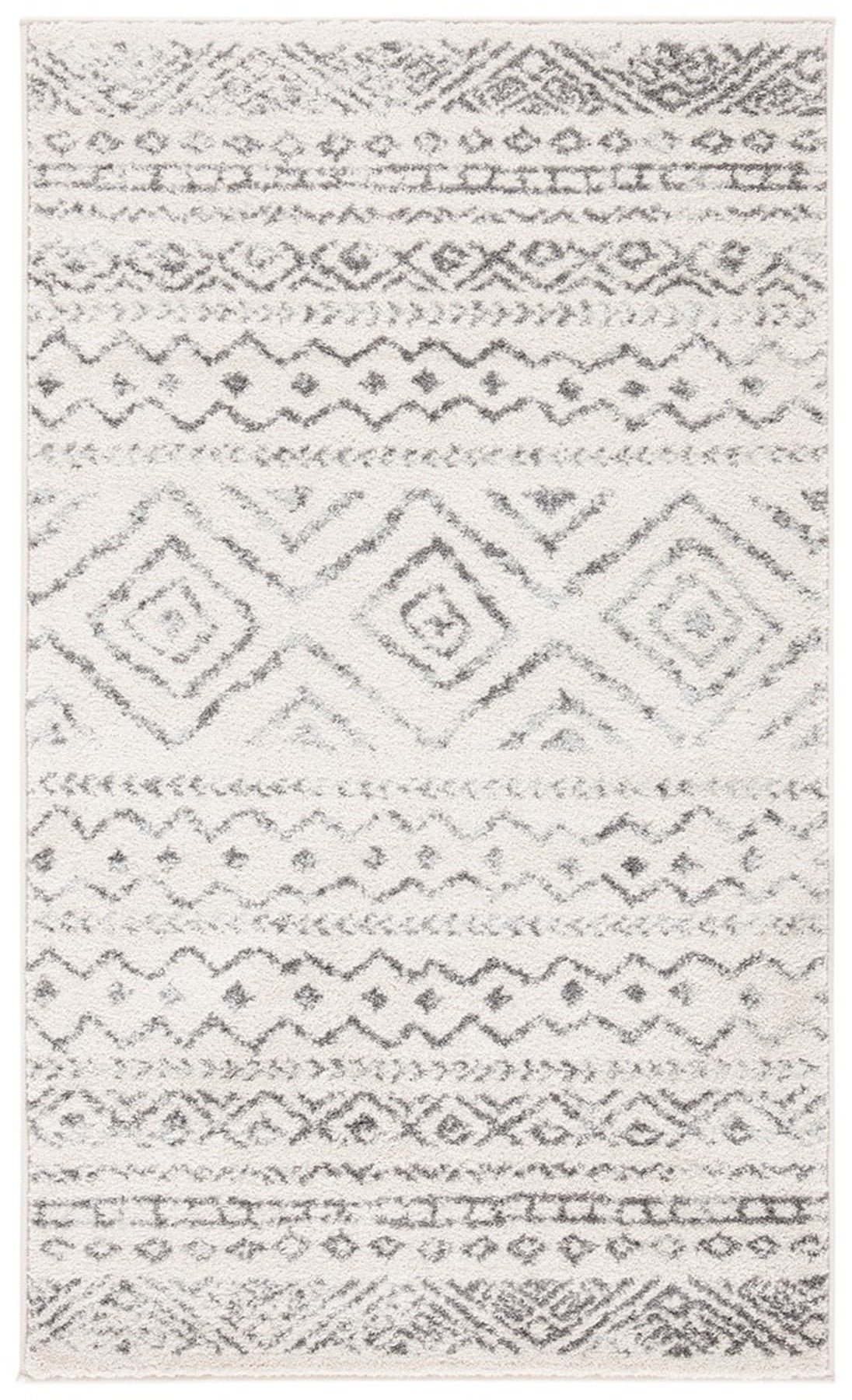 Ivory & Grey Moroccan Boho 2' x 4' Synthetic Area Rug