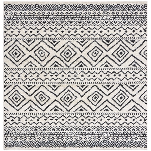 SAFAVIEH Tulum Merletta Moroccan Geometric Area Rug, 3' x 3' Square, Ivory/Black