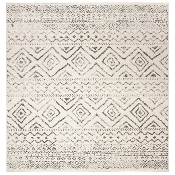 SAFAVIEH Tulum Merletta Moroccan Geometric Area Rug, 3' x 3' Square, Ivory/Grey